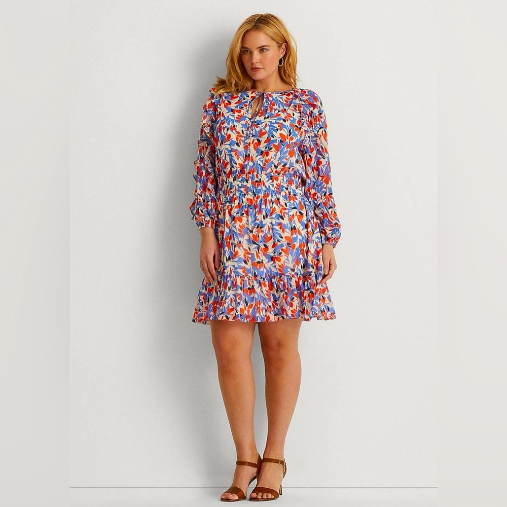 Lauren Ralph Lauren Women’s Plus Size 20W Floral Georgette Knee Length Dress